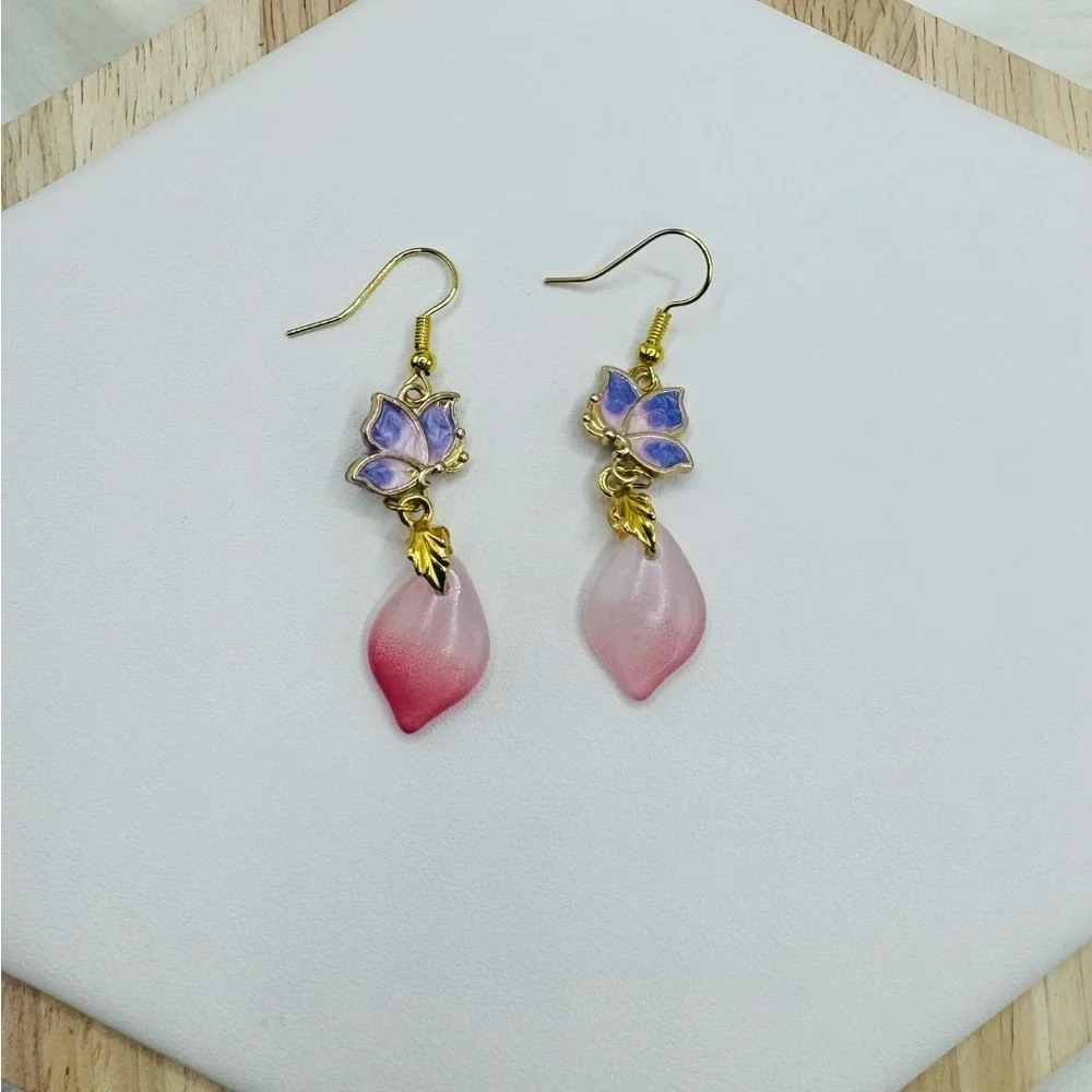 Vintage-Inspired Butterfly Lotus Earrings